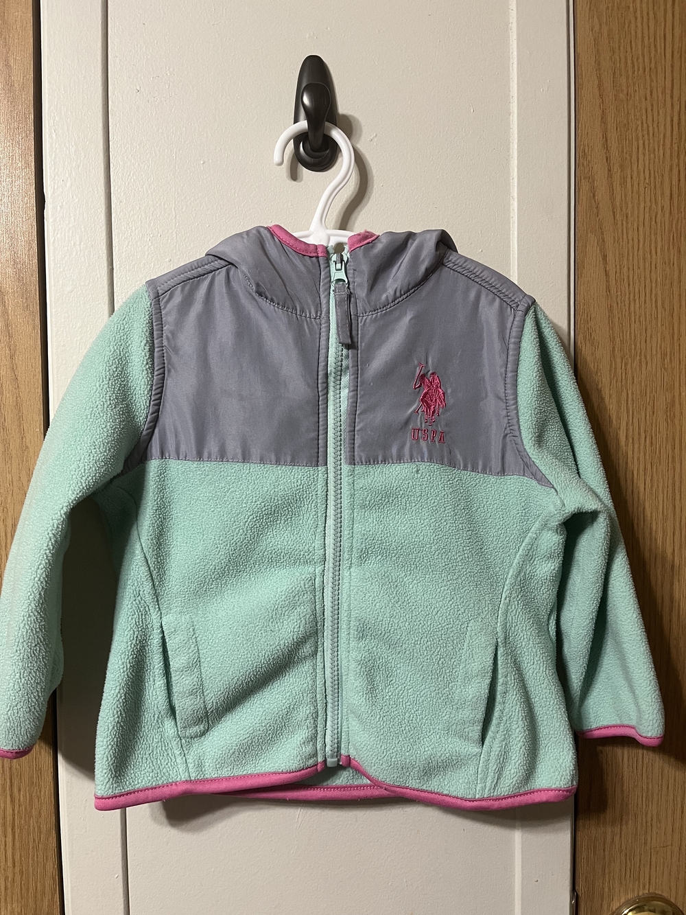 U.S. Polo Assn. Mint, Gray & Pink Fleece Zip Hoodie